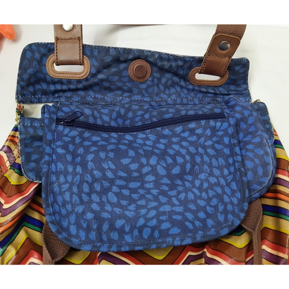 Fossil Key Per Multicolor Coated Canvas Stripe Double Handle Tote Shoulder Bag - Picture 11 of 15